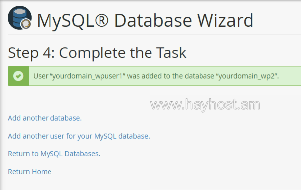 sql database wizard complate